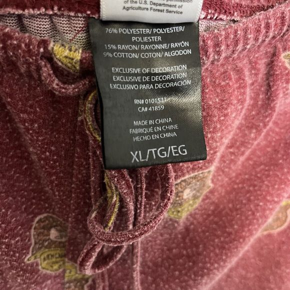 Women's Burgundy Pajama Shorts with Bear Print - Picture 6 of 8